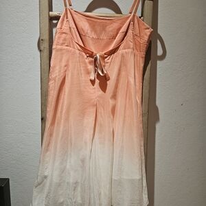 Lily Peach and White Mini Dress Silk-Cotton Blend